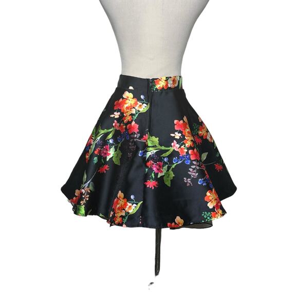 City Studio black red floral A line mini skirt size juniors 5 - Picture 13 of 16